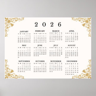 2026年水平壁掛けカレンダーポスター ポスター