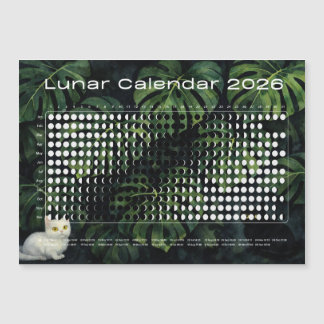 2026年版モンステラと猫の月の満ち欠けカレンダーマグネット