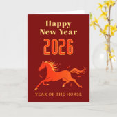 2026年現代中国の馬の新年 カード (黄色い花)