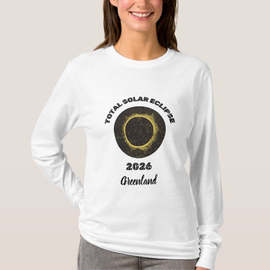 2026年皆既日食レディース長袖 Tシャツ (正面)