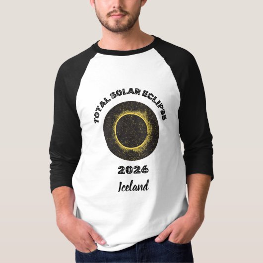 2026年皆既日食 メンズ3/4スリーブラグラン Tシャツ (正面)