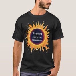 2026年皆既日食 名前 水彩アート Tシャツ