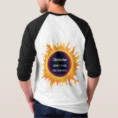 2026年皆既日食 太字水彩 名前 Tシャツ (裏面)