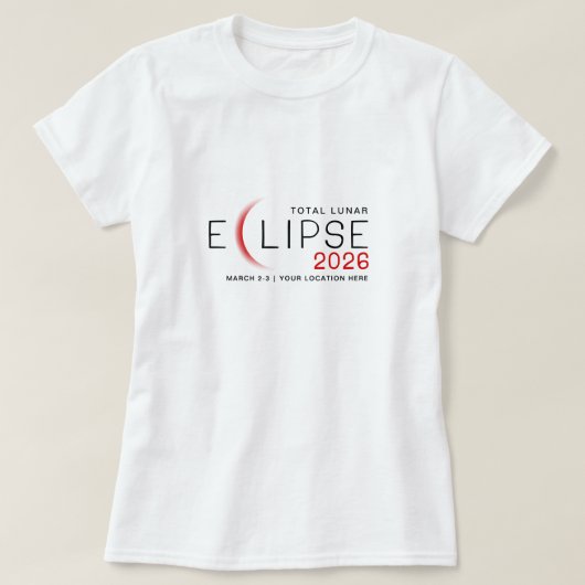 2026年皆既月食カスタムロケーション記念グッズ Tシャツ (デザイン正面)