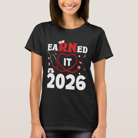 2026年看護師卒業認定 RN看護学生 Tシャツ (正面)