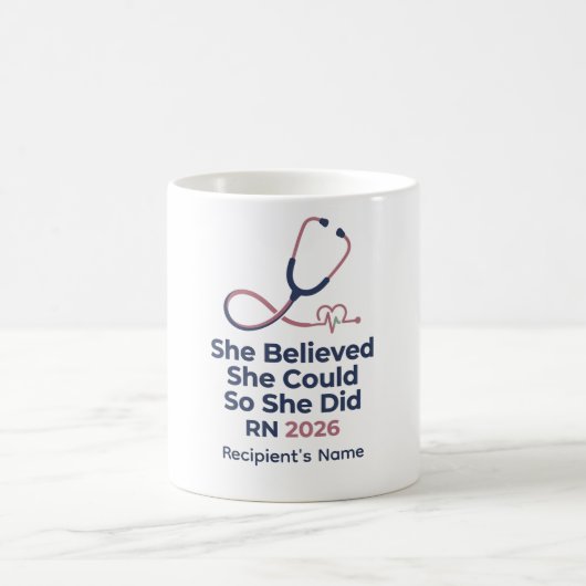 2026年看護師卒業 RN 彼女は信じて実現した コーヒーマグカップ (中央)