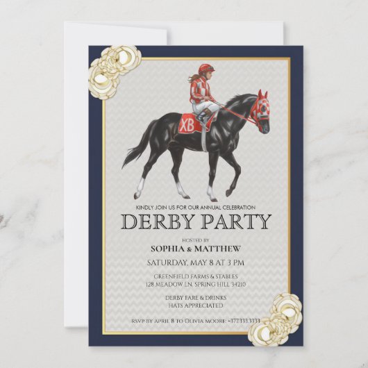 2026年競馬ダービーパーティー招待状アート 招待状 (正面)