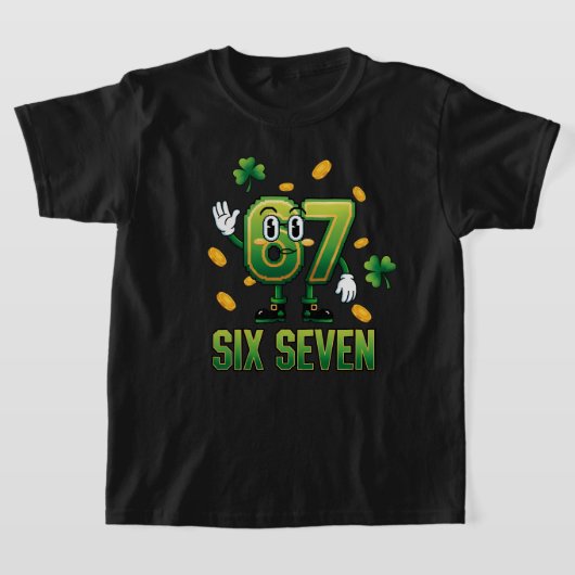 2026年聖パトリックの日six seven meme tシャツ (レイダウン)