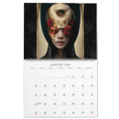 2026年花と骨超現実的なゴシック様式ホラーアート カレンダー (1月 2026)