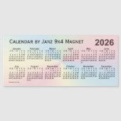 2026年虹雲カレンダー(Janz 9x4 Magnet) (正面)
