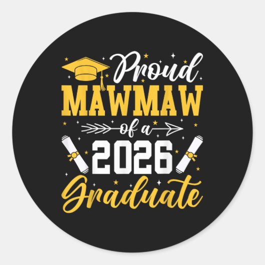 2026年誇りを持った卒業おばあちゃんのMawmaw ラウンドシール (正面)