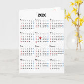 2026年誕生日 赤いハート カード (黄色い花)