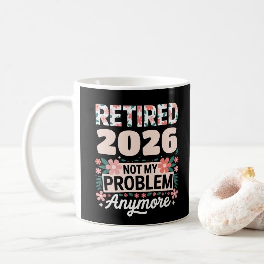2026年退職したらもう関係ない ピンクの女性 コーヒーマグカップ (ドーナツ)