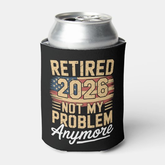 2026年退職するのでもう知らない アメリカ国旗 リトロ 缶クーラー (缶正面)