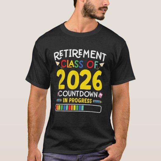 2026年退職クラス カウントダウン 教師のプレゼント Tシャツ (正面)