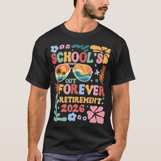 2026年退職教師 無期限に学校は終わり 先生 Tシャツ (正面)