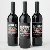 2026年退職 フラワーレディースデザイン ワインラベル (ボトル)
