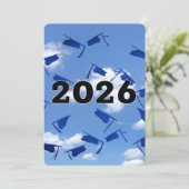 2026年青い卒業式の帽子 スカイブルー 招待状 (スタンド正面)