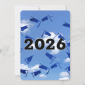 2026年青い卒業式の帽子 スカイブルー 招待状 (正面)