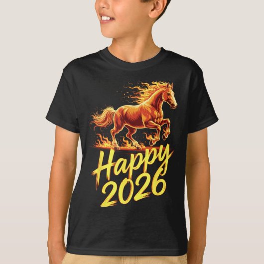 2026年馬年旧正月・春節のお祝いグッズ・中国式新年 Tシャツ (正面)