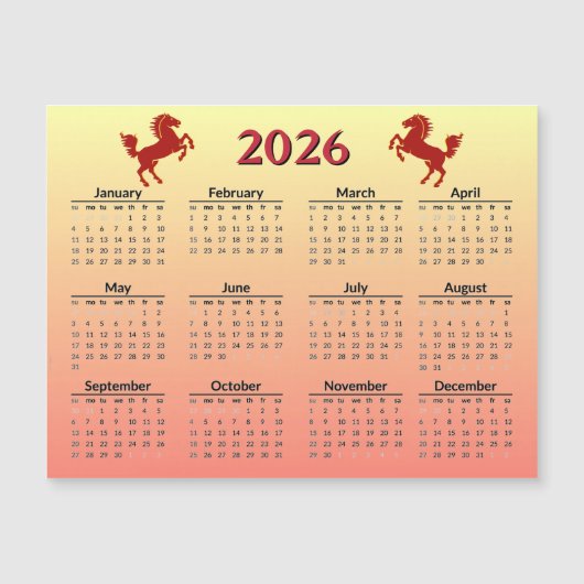 2026年馬年春節カレンダー (正面)