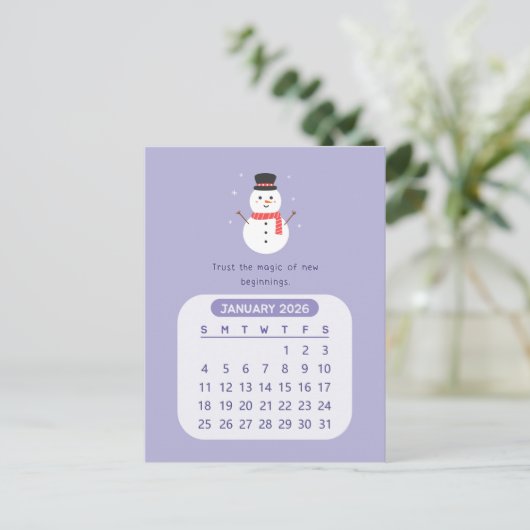 2026年1月かわいいカレンやる気を起こさせるダー ポストカード (スタンド正面)