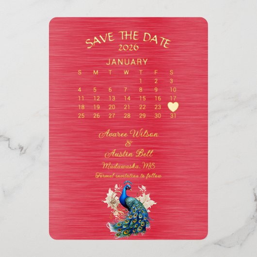 2026年1月 結婚記念日を保存 箔招待状 (正面)