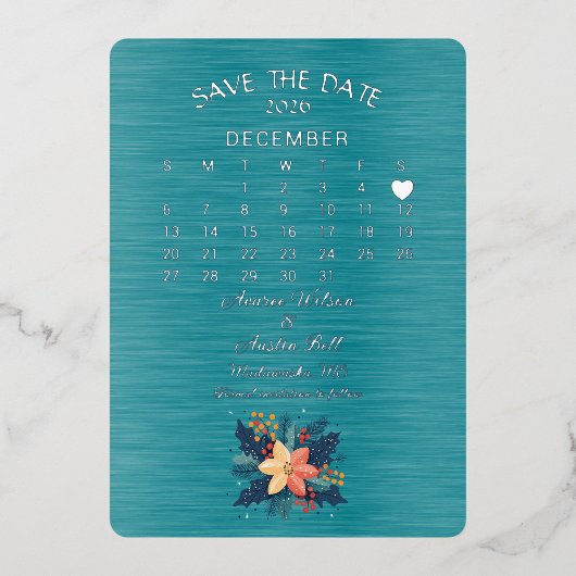 2026年12月の日付を保結婚存 箔招待状 (正面)