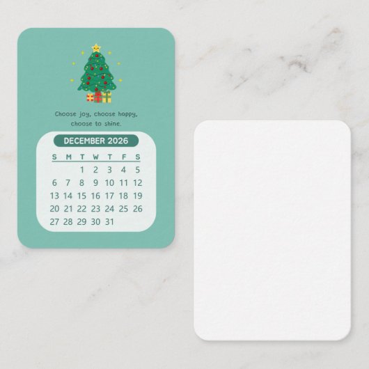 2026年12月毎かわいいカレンやる気を起こさせるダー ノートカード (正面/裏面)