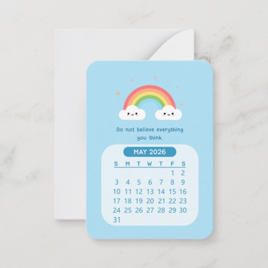 2026年5月かわいいかわいいのカレンやる気を起こさせるダー ノートカード (正面)