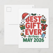 2026年5月出産予定のクリスマスギフト シーズンポストカード (正面/裏面)