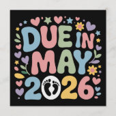 2026年5月出産予定 新生児 ママ 妊娠 招待状 (正面)