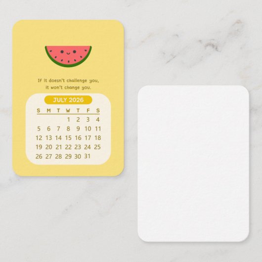 2026年7月月毎かわいいカレンやる気を起こさせるダー ノートカード (正面/裏面)