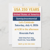 2026年7月4日 アメリカ独立250周年記念 招待状 (裏面)