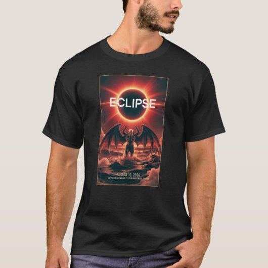 2026年8月12日の皆既日食クトゥルフコズミック Tシャツ (正面)