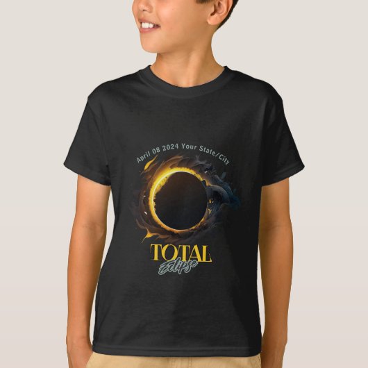 2026年8月12日スペイン皆既日食 キッズ Tシャツ (正面)