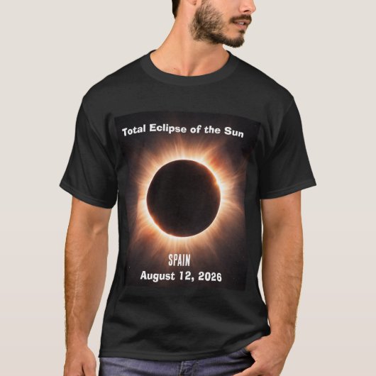 2026年8月12日スペイン皆既日食 Tシャツ (正面)