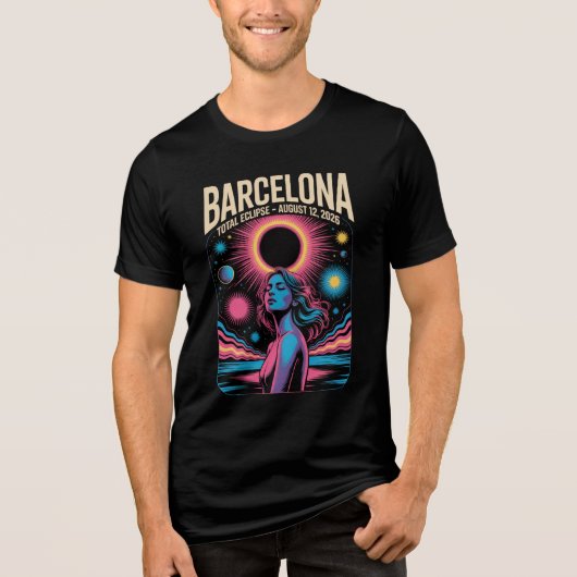 2026年8月12日バルセロナ皆既日食 トライブレンドTシャツ (正面)