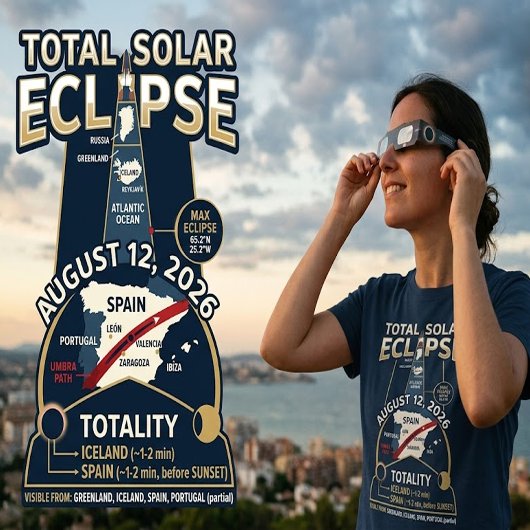 2026年8月12日皆既日食 スペイン アイスランド Tシャツ