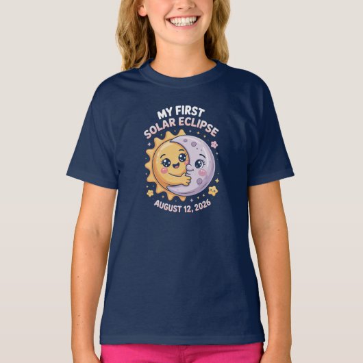 2026年8月12日皆既日食 初めての日食 Tシャツ (正面)