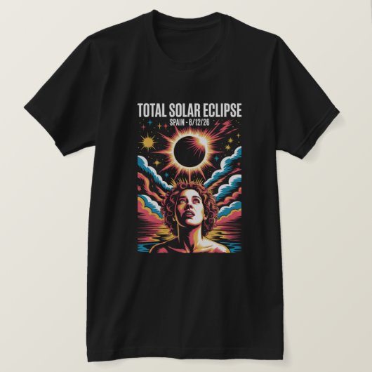 2026年8月12日 日食 スペイン Tシャツ (デザイン正面)