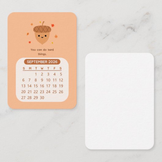 2026年9月かわいいカレンやる気を起こさせるダー ノートカード (正面/裏面)