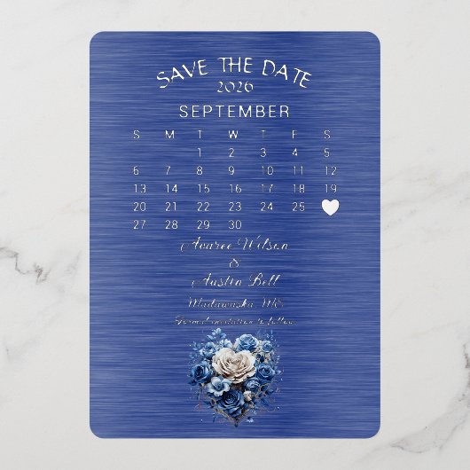 2026年9月の日付を保結婚存 箔招待状 (正面)