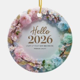 2026年 お花のリースの陶器オーナメント セラミックオーナメント