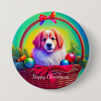 2026年 かわいい忠実なクリスマスの犬のカスタマイズ 缶バッジ