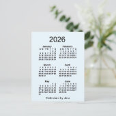 2026年 アリスブルー 6か月 ミニカレンダー(ジャンジー) ポストカード (スタンド正面)