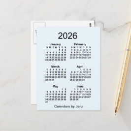 2026年 アリスブルー 6か月 ミニカレンダー（ジャンジー） ポストカード