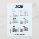 2026年 アリスブルー 6か月 ミニカレンダー(ジャンジー) ポストカード (正面)