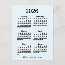 2026年 アリスブルー 6か月 ミニカレンダー（ジャンジー） ポストカード