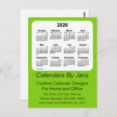 2026年 イエローグリーンビジネスカレンダー（Janz） ポストカード (正面/裏面)